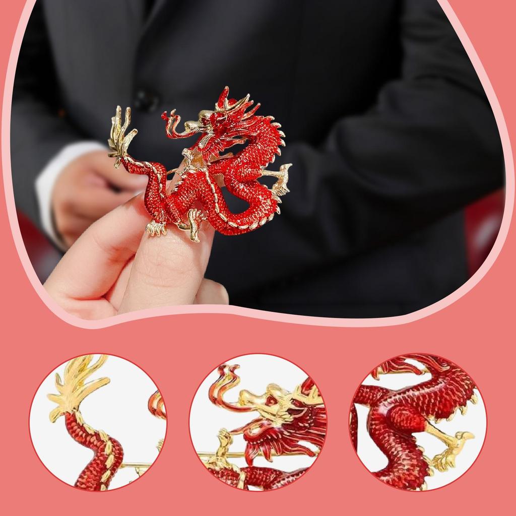 Dragon Brooch Animal Lapel Pin Fashion Jewelry Alloy Carving Artistic Style Suitable for