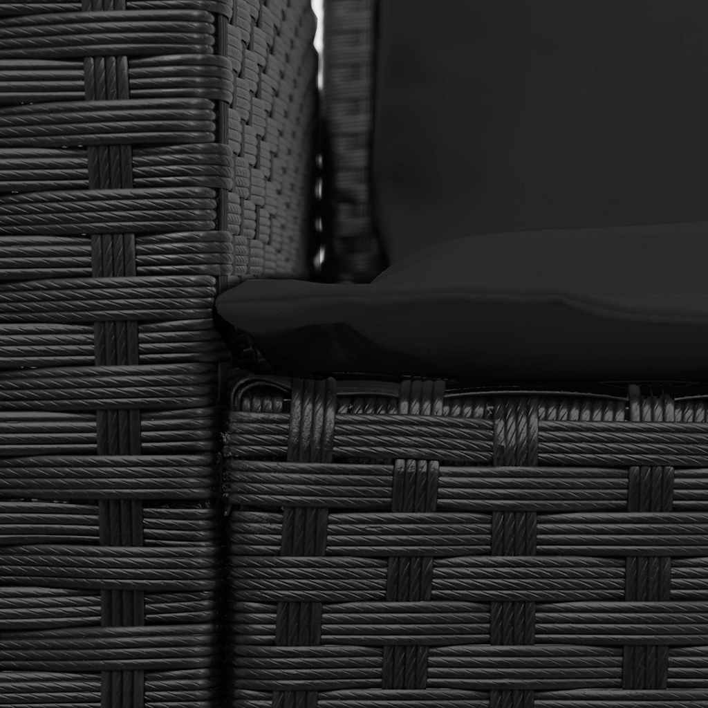 Garden Sofa with Cushions Black Poly Rattan