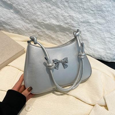 Bolsa de ombro feminina com laço 2025 novo design simples versátil ombro portátil transversal bolsa