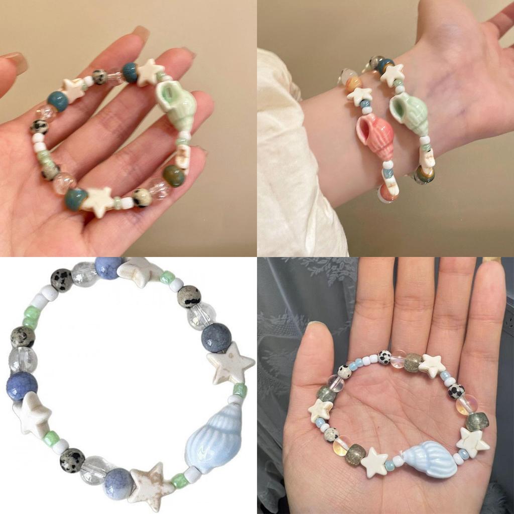 Sweet Vacation Starfish Beaded Bracelet For Women With Shell Accents And Handmade Crafting