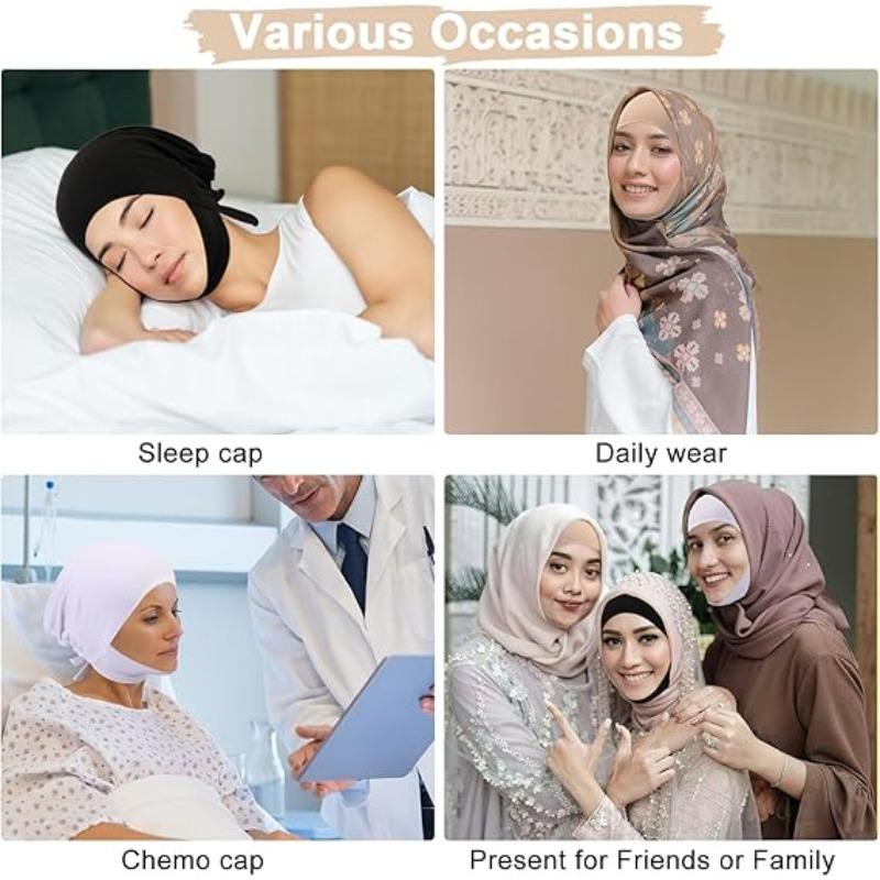 1PC Hijab Undercap for Women,Islamic Muslim Full Cover Face Veil Silk Fabric Turban Cap Underscarf Ramadan Accessory Daily Wear