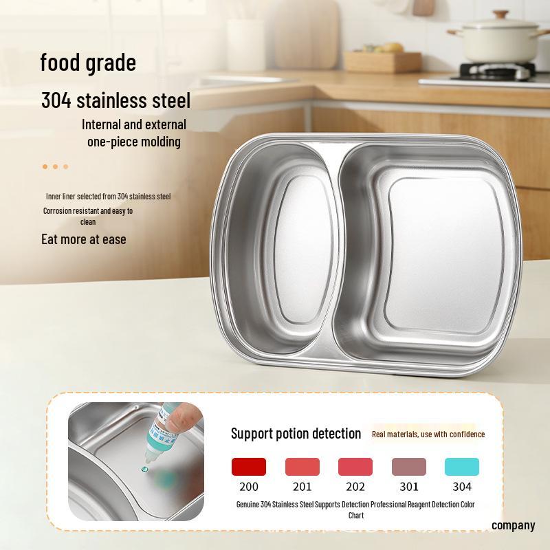 304 Stainless Steel Food-Grade Lunch Box with Lid for Students and Office Workers - Compartmented Takeaway Meal Container, Fresh-Keeping Seal