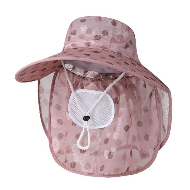 Middle-Aged Mother Ice Silk Sunscreen Hat Women'S Summer Farm Work Visor Big Edge Shawl Outdoor Tea Picking Hat