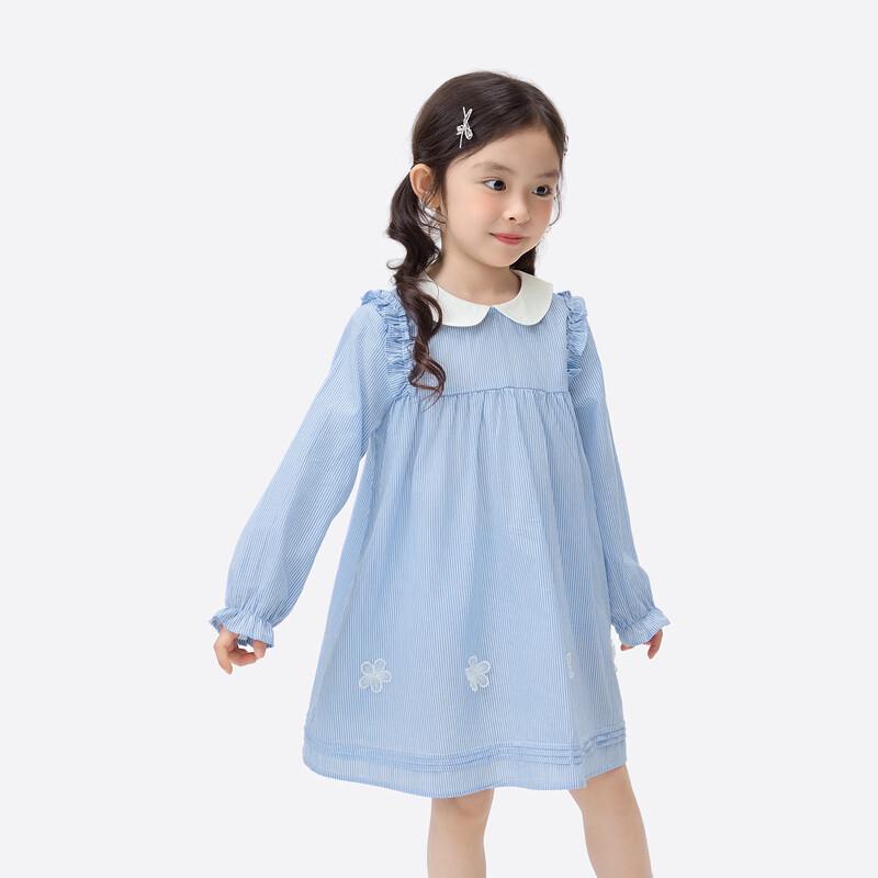 Xiaoyinman Girls 2026 Spring Cotton Doll Collar Floral A-line Dress 130