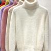 Women's Turtleneck Sweater Faux Mink Women Solid Plush Thickened Warm Bottoming Shirts Basic Knitwear Thermal Pullovers