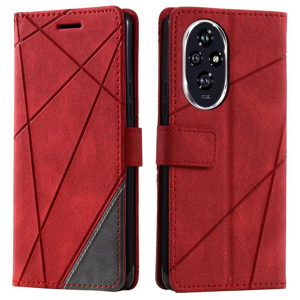 For Honor 200 Pro 5G Case Imprinted Lines PU Leather Splicing Wallet Phone Cover