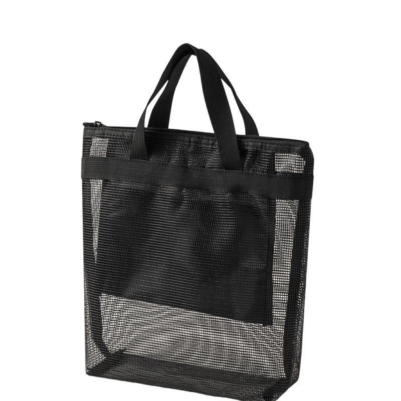 

1pcs Mesh Beach Storage Bag Portable Travel Toiletry Organizer Large-Capacity Shopping Tote for Beach & Daily Essentials чёрный