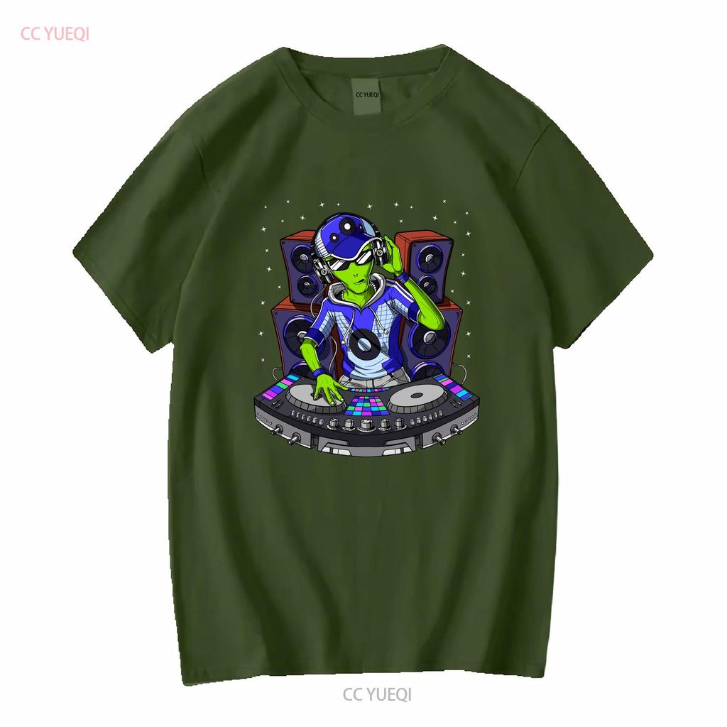Alien Techno DJ T Shirt Psytrance Dubstep Music House EDM Festival Clothing Outfit Long or Short Sleeves Vintage Washed Soft