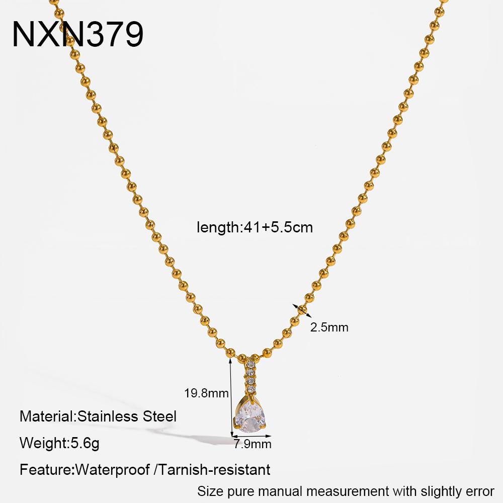 Luxury Jewelry Necklace Stainless Steel Tassel Round Waterdrop Shape Cubic Zircon Charms Pendants Necklaces for Women