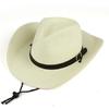 Straw Cowboy Hat  With Leather Belt Jazz Hats Panama Cap Summer Solid Adjustable Chin Strap Caps For Man And Women