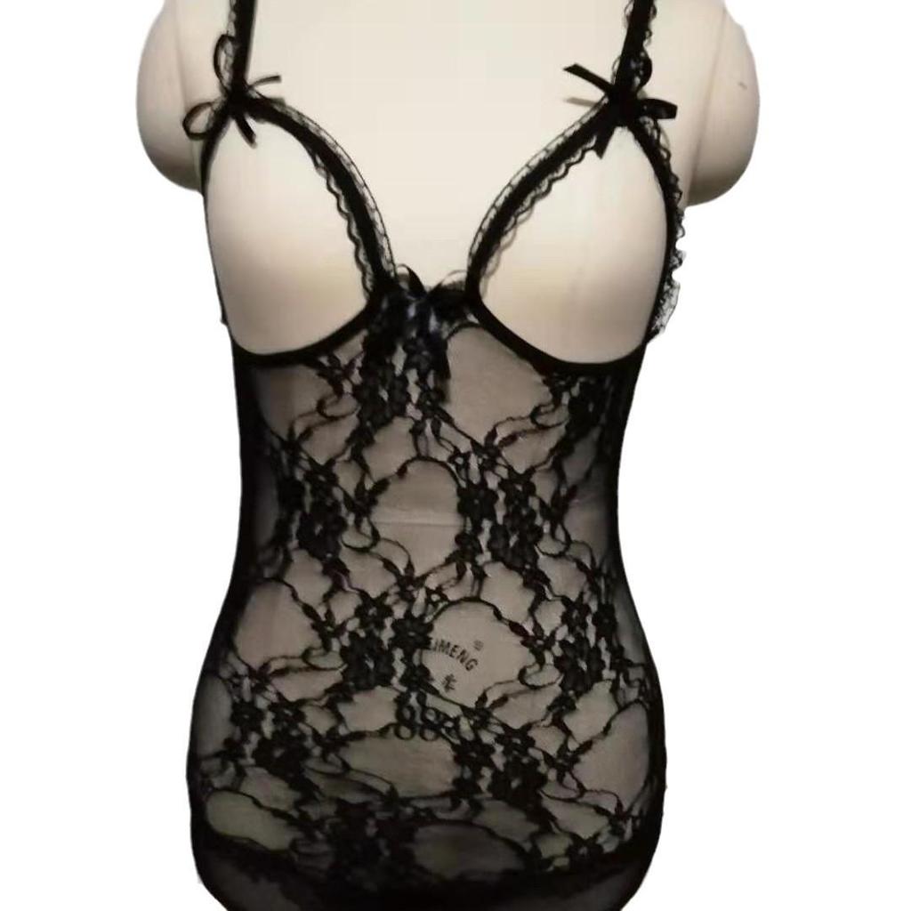 European & American Lace Open Crotch See-through Sexy Lingerie Bodysuit