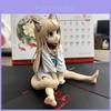 Adorable Catgirl Figurine Pvc Model With Sitting Pose And Interchangeable Faces In Soybean Powder Color