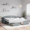 VidaXL Daybed with Trundle and Drawers Light Grey 90x190 Cm Fabric 3197252