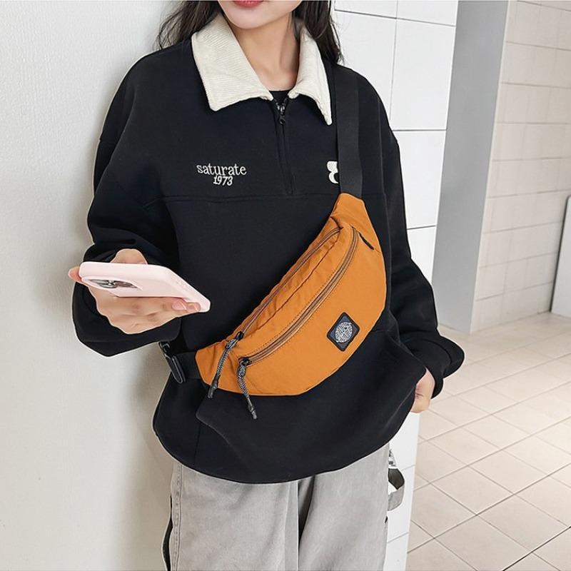 Casual Messenger Bag Fashionable Solid Color Nylon Messenger Fanny Pack Large Capacity Men's and Women's Shoulder Bag Daily Breast Bag Women's