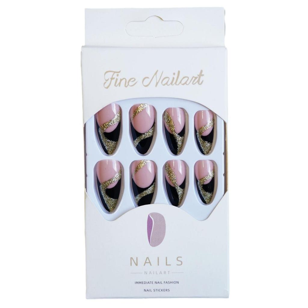 Gotische Flash Gold Falsche Nägel: Spicy Girl Tragbare Nagelkunst-Sticker, 24-teiliges Set.