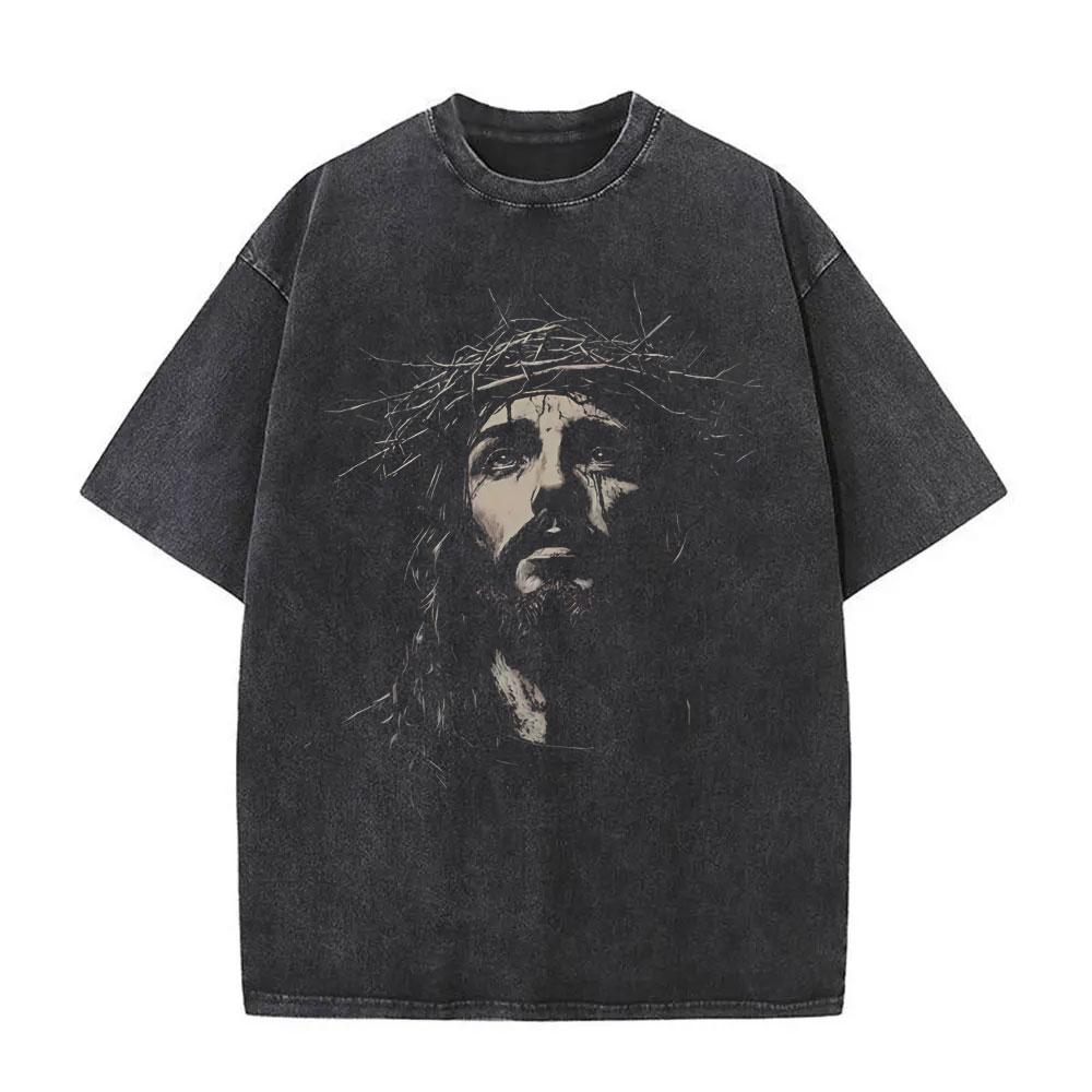 

Christian Religious Jesus Forgive Them Father Vintage Washed Tshirt Men Women Gothic Rock Oversized T Shirts Tops Streetwear S