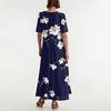 Women's Fashionable And Casual Long Beach Skirt Round Neck Short Sleeved Loose Retro Print Dress