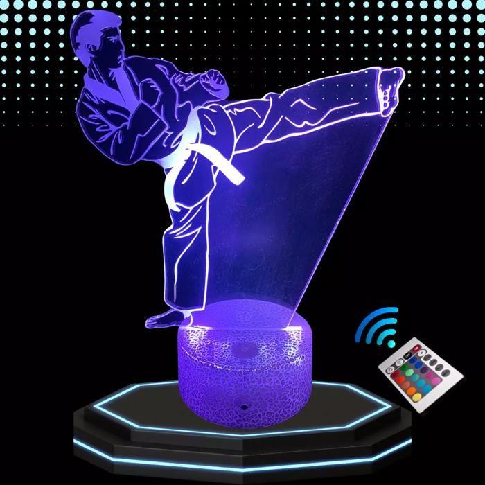 Lampe De Chevet 3D - LED - Taekwondo - Multicolore - Tactile - Télécommande