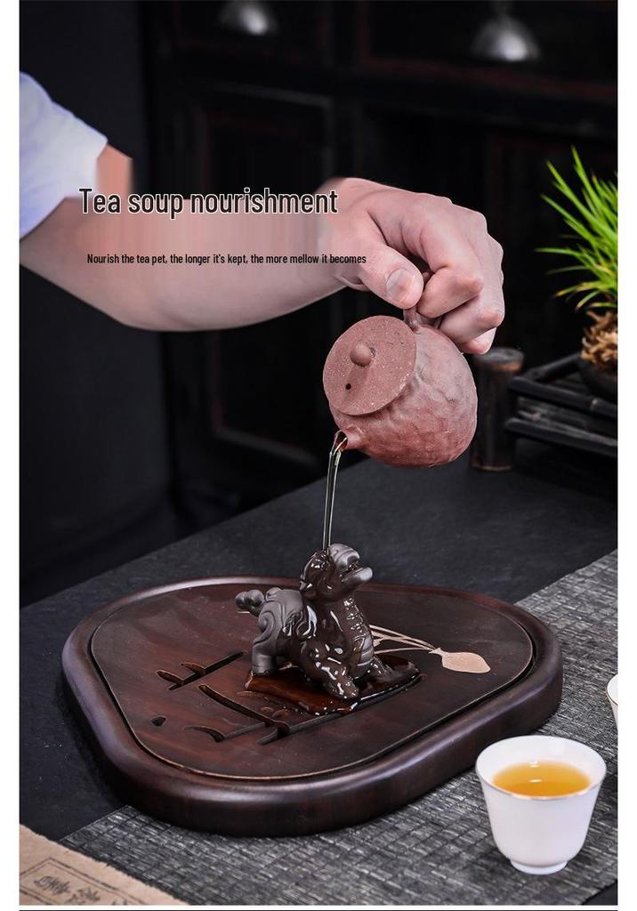 Pixiu Purple Clay Tea Pet: Dragon's Nine Sons Tea Set Accessory for Wealth and Tea Ceremony Cultivation