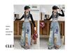 Girls' Graffiti Wide-Leg Jeans - Spring/Autumn Casual Fashion Pants
