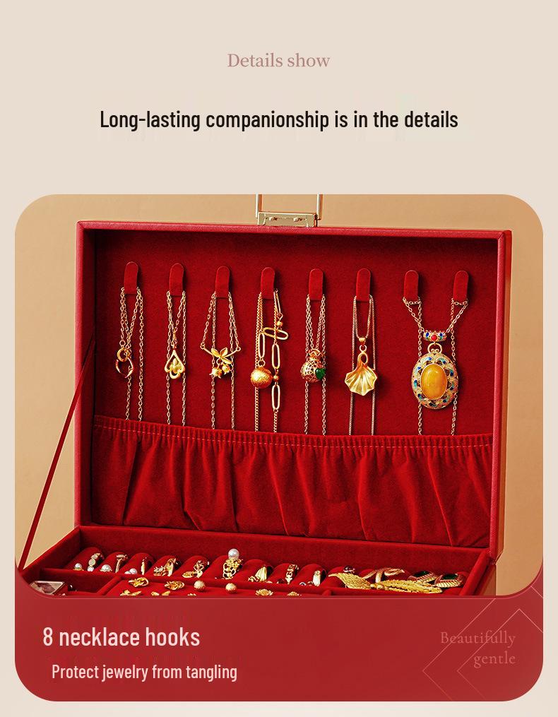 Multilayer Leather Wedding Jewelry Storage Box with Drawers for Necklaces and Rings