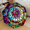 Paraguas Plegable Temático de Mandala de Cristal Moda Apertura Automática 8 Varillas de Hierro Mango de Plástico Parasol Plegable Regalos de Navidad Perfectos