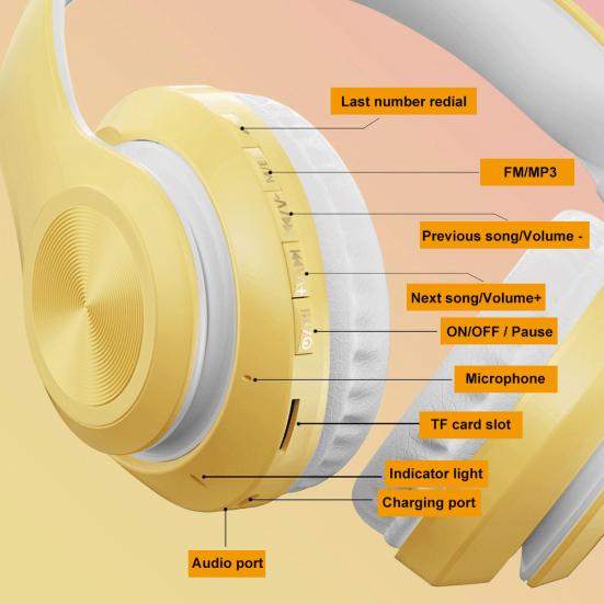 P68 Bluetooth-compatible 5.0 Foldable Rechargeable Wireless Headset HiFi Sound Headphones