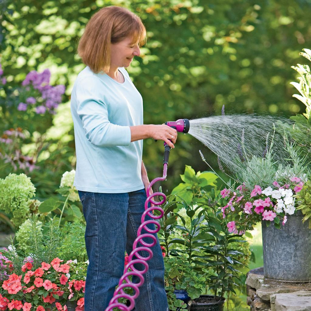 7.5m 25ft EVA garden telescopic spring hose garden hose plastic multifunctional car wash water spray gun set For home use
