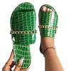 European and American large size outer wear flat-bottomed slippers summer crocodile pattern chain beach