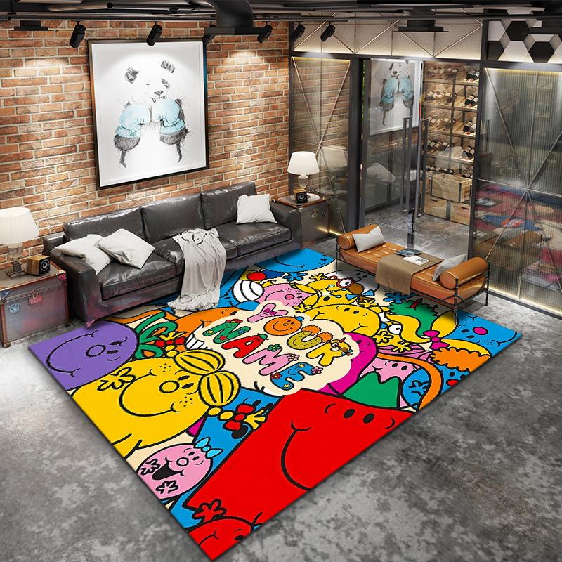 Mr Men Adventure Custom Name Carpet Rug For Living Room Bedroom Home Sofa Decoration Kids Play Nonslip Floor Mat