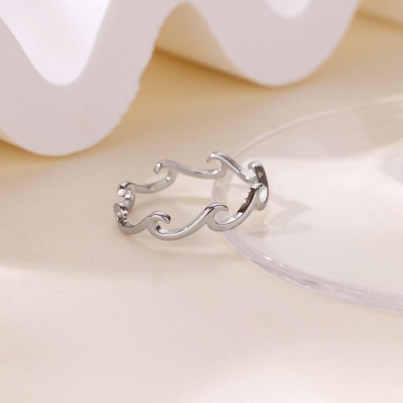 Stylish Stainless Steel Wave Open Ring Simple Versatile Men's and Women's Stainless Steel Ring