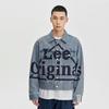 Comfortable Letter Print Single-Breasted Button-Down Loose Long Sleeve Denim Jacket Men jackets Light-Blue LMT007009101291A05309