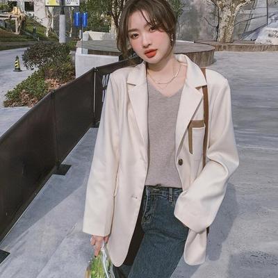 Fashion Design Back Button Suit Coat for Women Autumn Korean Loose Blazers