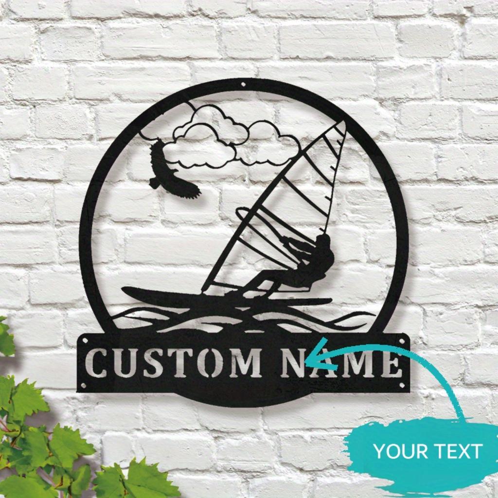 Custom Metal Wall Art Surfing Name Sign Handmade Gift for Men