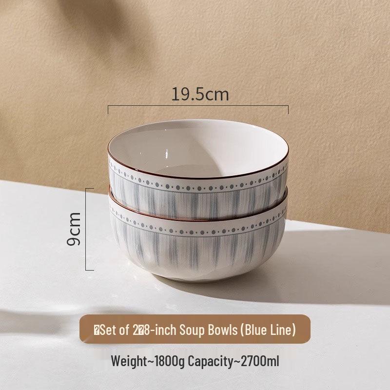 High-End 8-Inch and 6-Inch Ceramic Soup and Noodle Bowls, 2025 Luxury Collection