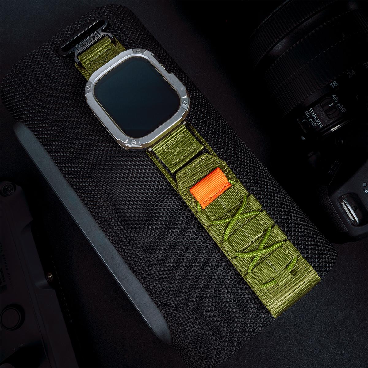 

Тактичний нейлоновий ремінець підходить для Apple Watch Ultra 2 ремінець 49 мм 44 Протиударний кейс з ТПУ підходить для Iwatch Series 9 8 7 6 SE 5 4 49mm
