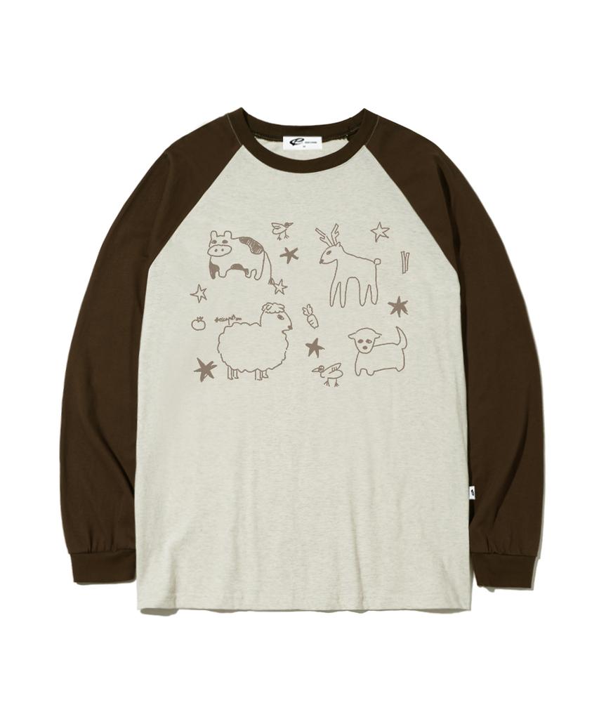 ESCAPEFROM Animals Print Long Sleeve Brown