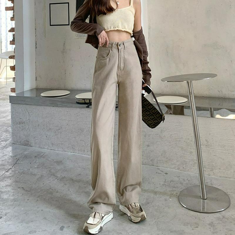 High-waisted Straight-leg Jeans Women's Autumn and Winter Models, Retro, Small, Loose, Thin and Tall, All-match Mopping Wide-leg Trousers