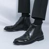 Men's High-Top Leather Pointed Toe Boots - Formal Casual Large Size Fashionable Short Martin Boots for Autumn.