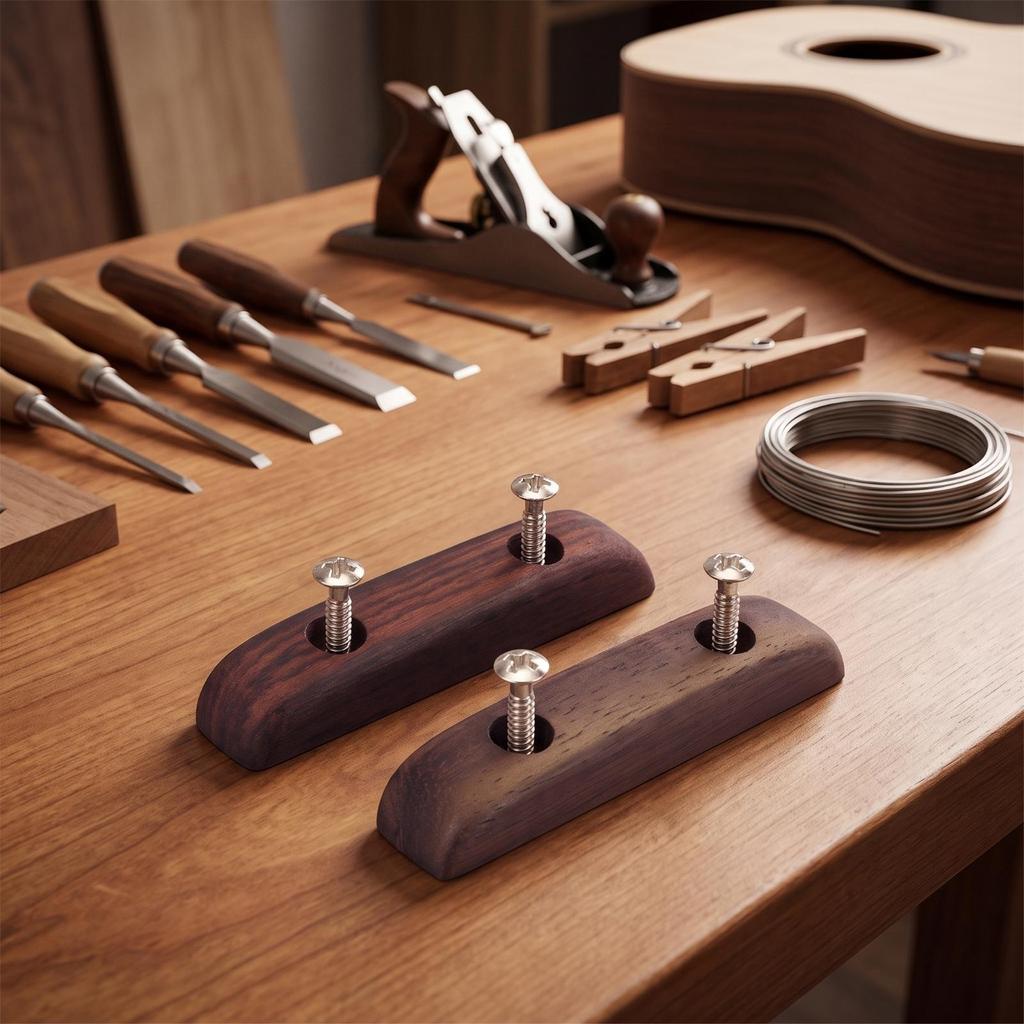 2 Stück Gitarren-Daumenstütze Langlebiges Holz Tragbar für Probe