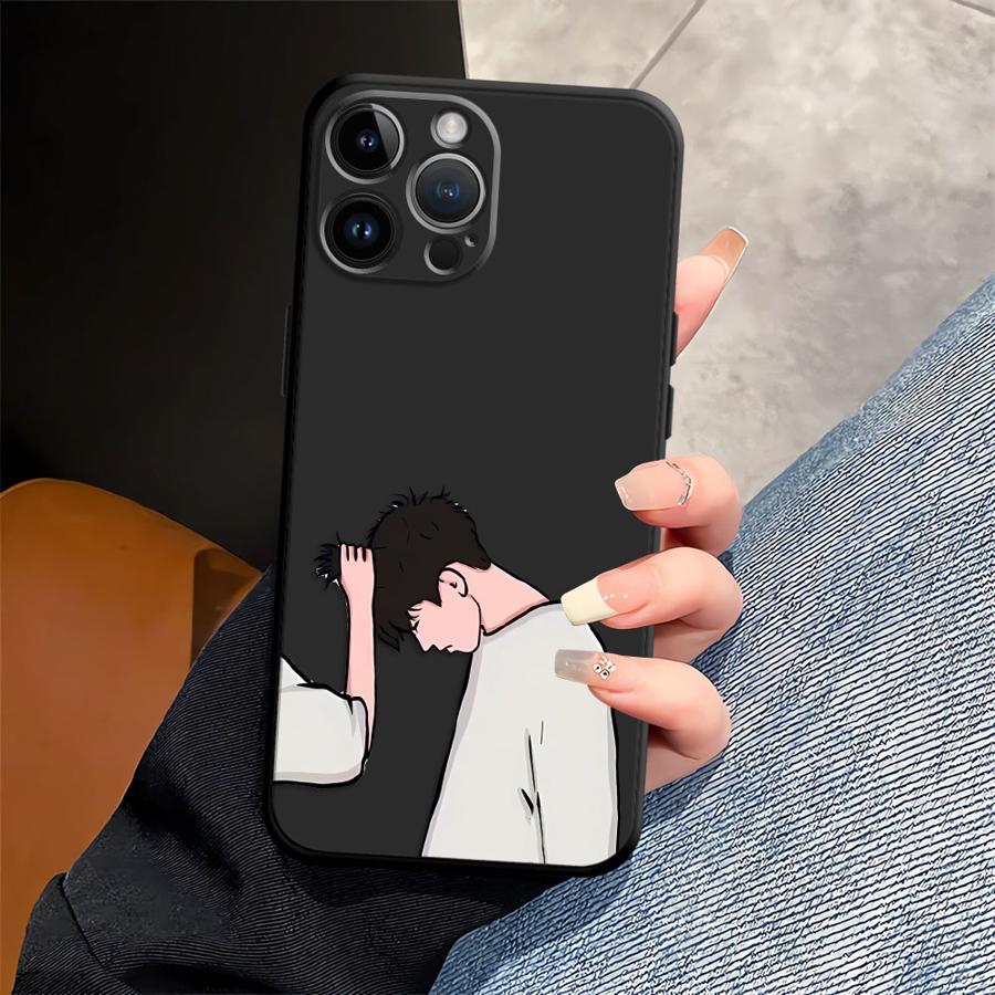 

Couple Hair Touching Pattern Phone Case for iPhone 17 16 15 14 13 12 11 16E Series Pro Max Plus Double Layer Protection iphone 13