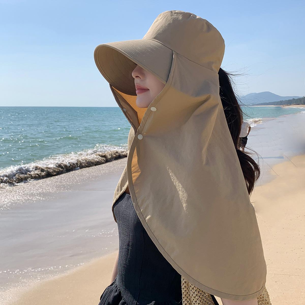 

Уличная защита от солнца большая шаль интегрированная шляпа плечи и шея солнцезащитная шляпа защита лица большая шляпа с полями пляжная шляпа рыбака M（56-58cm）