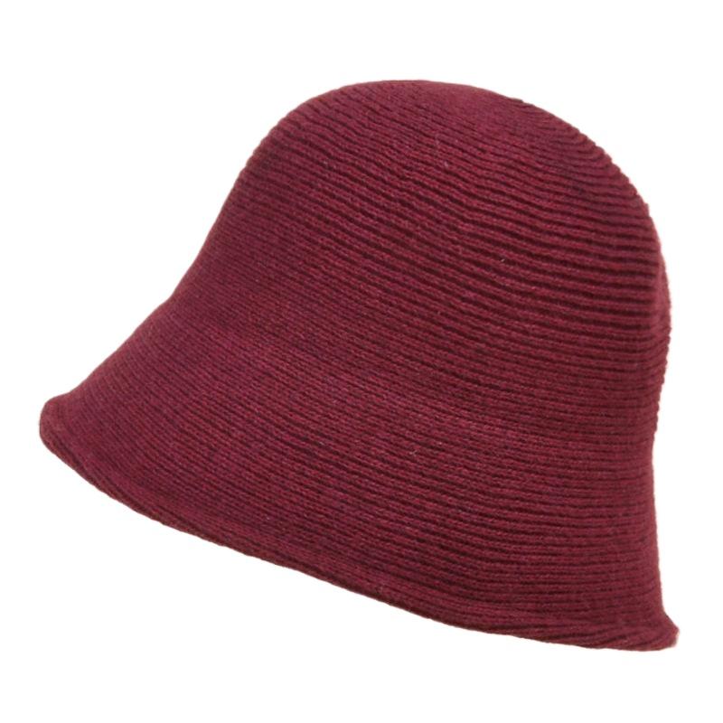 Herbst- und Winterstrick-Bucket-Hut einfarbig schlichter Damen-Topfhut neuer Außenhandel europäischer und amerikanischer Stil Hut