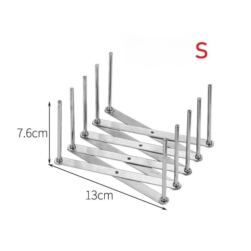 1 Pc Retractable Storage Rack Space Saving Pot Lid Holder Space-Saving Stainless Steel Plate Dish Rack Heavy Duty Kitchen Tools
