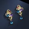 Fashion Kaleidoscope zircon Earrings  Silver Temperament Street Trend Kaleidoscope Earrings party birthday jewelry gift