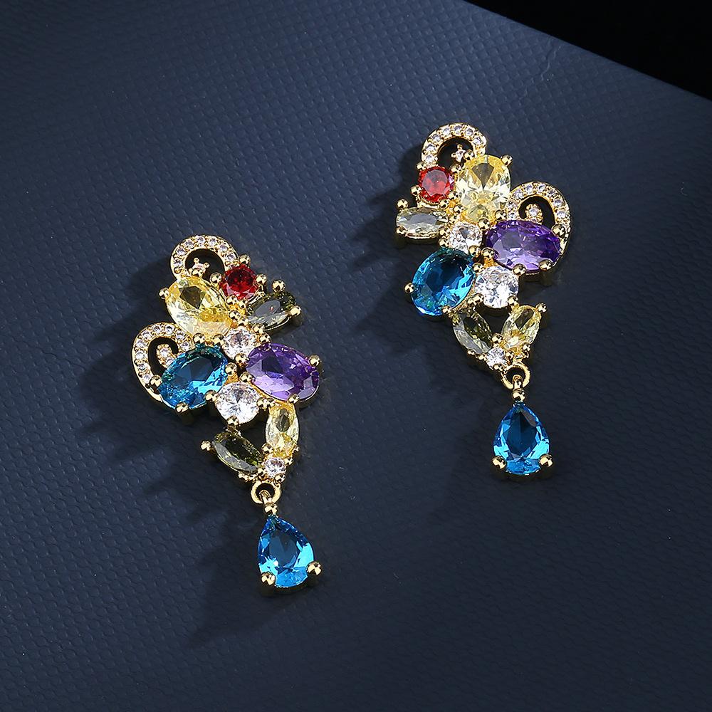 Fashion Kaleidoscope zircon Earrings  Silver Temperament Street Trend Kaleidoscope Earrings party birthday jewelry gift