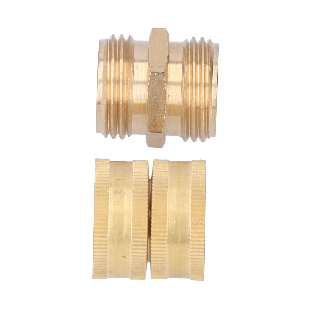 3Celsius4in Brass Water Pipe Connector, Double Threaded Garden Hose Adapter Joint, Brass Water Hose Connector Withstands 200PSI, for All 3Celsius4in G