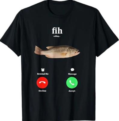 Fih Calling Remind Me Message Decline Accept Phone Call Fish T- Shirt