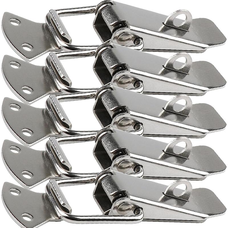 10/1PC Duck Beak Spring Buckle Stainless Steel Door L Lock Hasp Latches Wooden Box Furniture Cabinet Door Spring Buckles Clamps