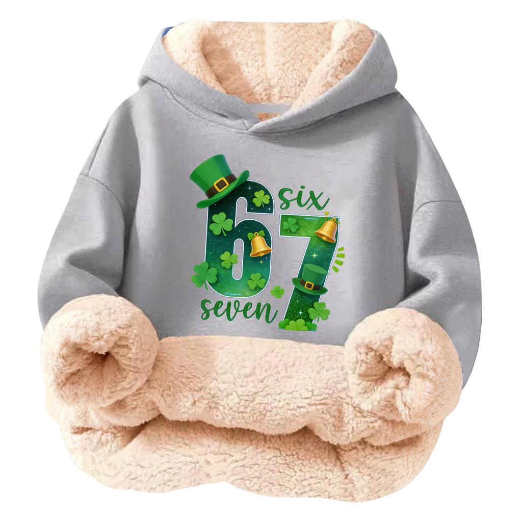 Children's Fashionable Printing Casual Fleece Hooded Loose Fit Hoodie Without Pockets